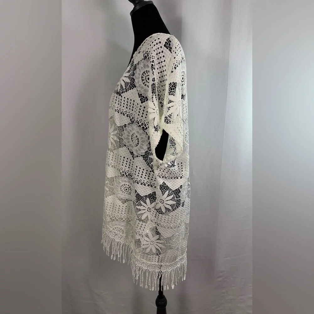 Cal Style USA White Lace Kimono Duster Boho Crochet - Size XL-3XL - Picture 5 of 9